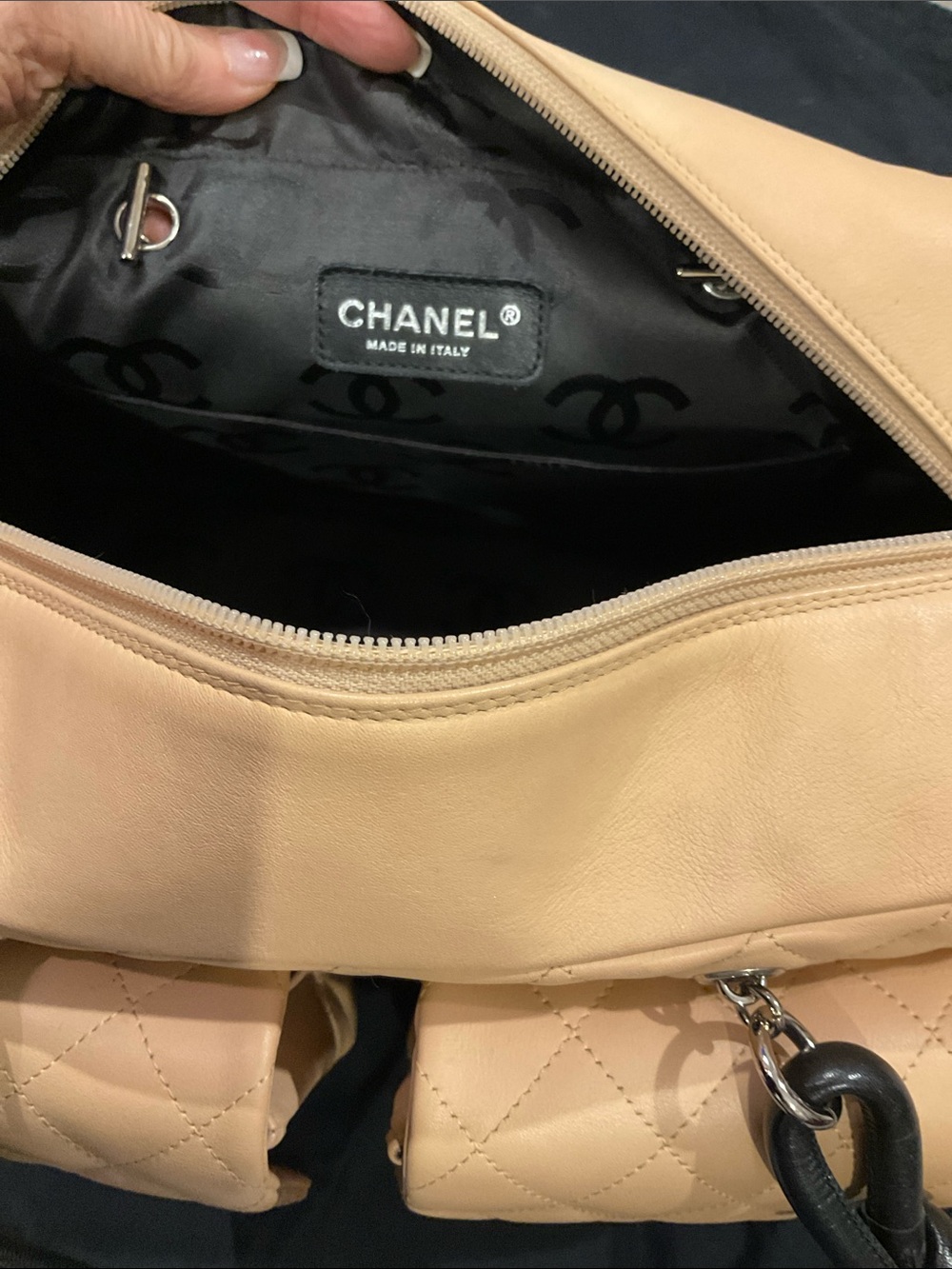 CHANEL CANBON REPORTER BAG LARGE BEIGE & BLK QUILTED - Picture 12 of 16